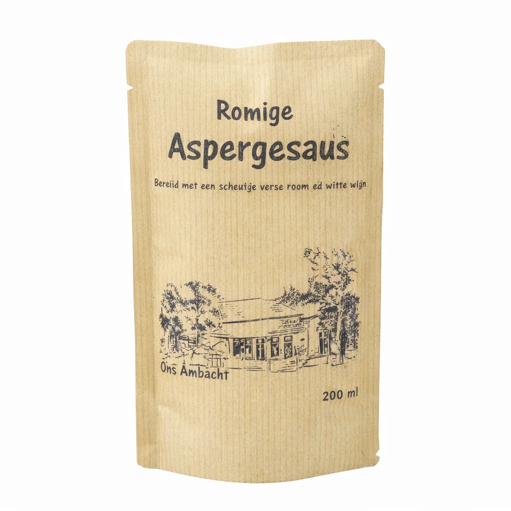 Romige Aspergesaus packaging close-up.webp