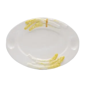 Schaal Ovaal Asperge met Dubbel Eivak – geel (36 x 26 cm)