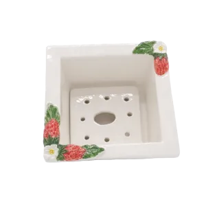 Serveerschaal Vierkant met Inleg – Aardbei (15 × 15 × 8 cm)