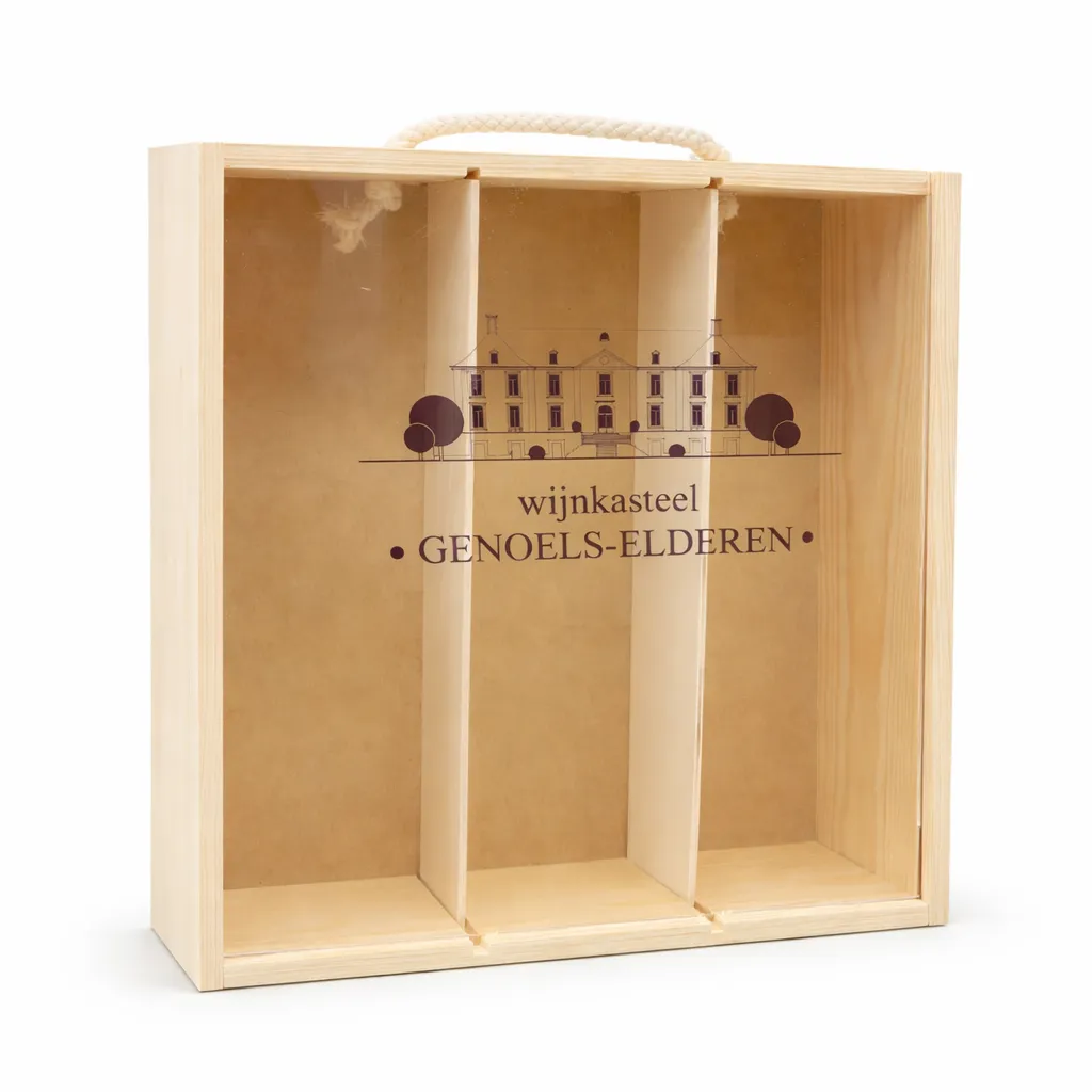 Houten Geschenkkist Genoels-Elderen – voor 3 flessen